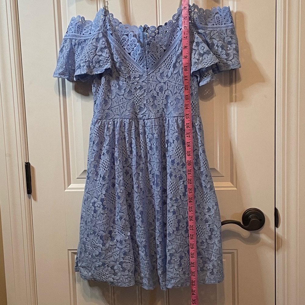 Jr.Small PRINCESS CINDERELLA Disney Zara Pale Blue Lace Off-Shoulder Dress - Picture 7 of 17